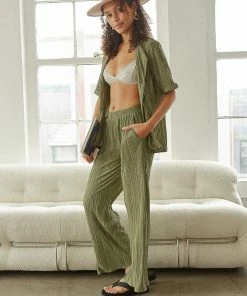 AT New Threads Amara Plissé Button Up Shirt