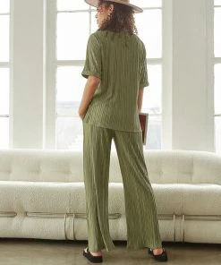 AT Elisa Wide Leg Plissé Pant New Threads