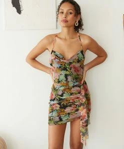 AT New Threads Monet Floral Mesh Mini Dress
