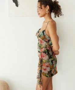 AT New Threads Monet Floral Mesh Mini Dress