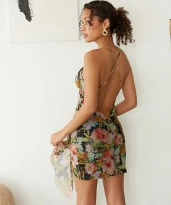 AT New Threads Monet Floral Mesh Mini Dress