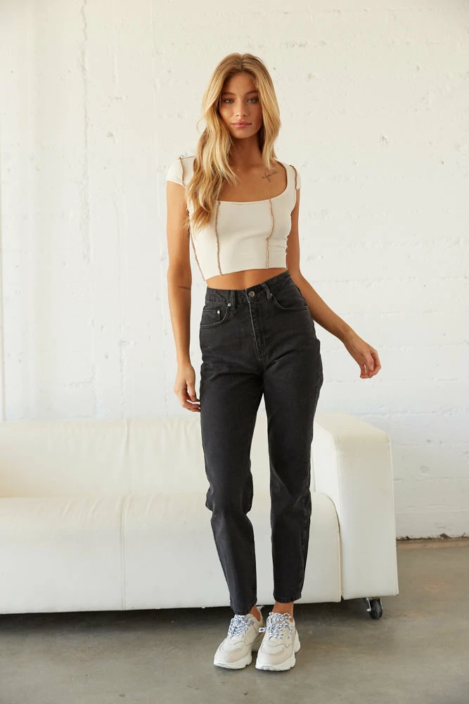 Ragged Priest Butt Cut Jeans In Charcoal