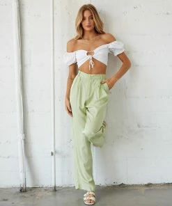 AT Andie Wide Leg Trouser Pants In Papaya Orange Sale