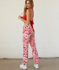 AT New Threads Ramona Wavy Straight Leg Jeans In Teal