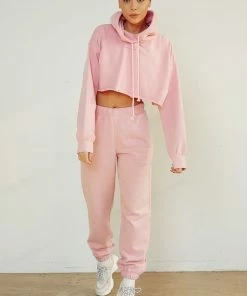 Sunday Skin Girlfriend Crop Hoodie In Pink Sale