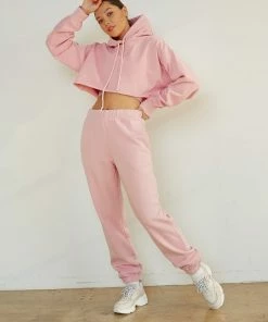 Sunday Skin Girlfriend Crop Hoodie In Pink Sale