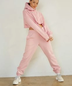 Sunday Skin Girlfriend Crop Hoodie In Pink Sale