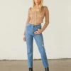 Just Black Denim Lilah High Rise Distressed Straight Jeans