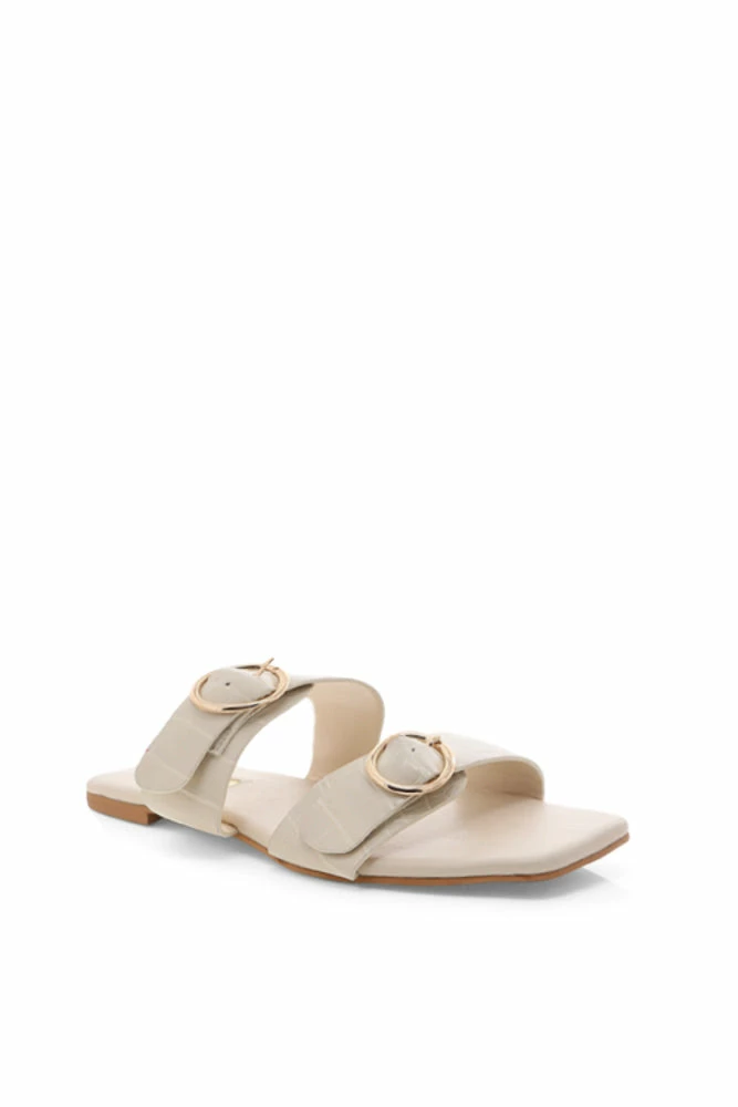 Billini Alaia Crocodile Slide Sandal In White Clay Sale