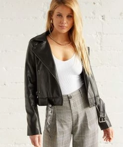 Sale Nina Vegan Leather Moto Jacket