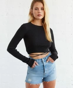 Sale Gigi Tie Sweater Crop Top