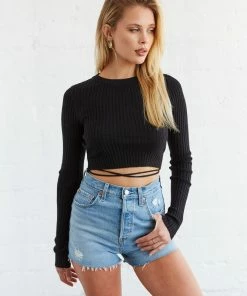 Sale Gigi Tie Sweater Crop Top