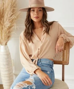 AT Desiree Button Up Tie Blouse Sale