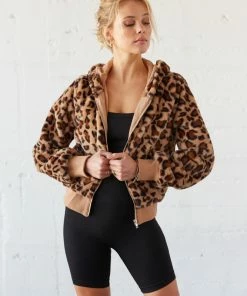 AT Sale Lenny Crop Cheetah Bomber Jacket
