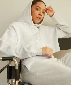 Sunday Skin Sale Girlfriend Crop Hoodie In Cloud Grey