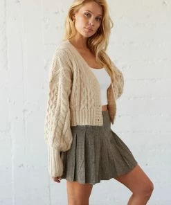 Sandy Herringbone Pleated Tennis Skirt