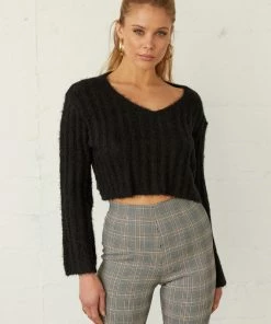 Georgia Fuzzy Crop Knit Sweater Sale