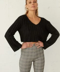 Georgia Fuzzy Crop Knit Sweater Sale