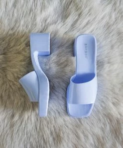 AT Raveena Rubber Slide Block Heel Sandals In Blue Sale