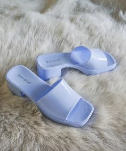 AT Raveena Rubber Slide Block Heel Sandals In Blue Sale