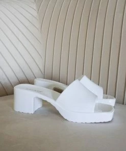 AT Raveena Rubber Slide Block Heel Sandals In Blue Sale