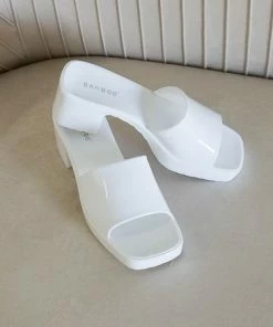 AT Raveena Rubber Slide Block Heel Sandals In Blue Sale