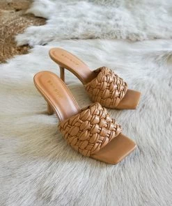 AT Laura Woven Heeled Mule In Tan
