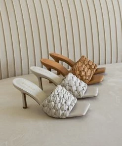 AT Laura Woven Heeled Mule In Tan