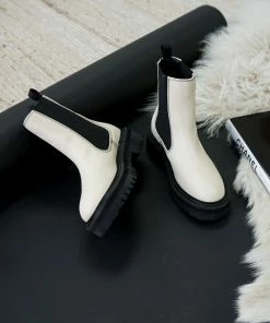 Billini Valeska Combat Ankle Boots In Bone/Black Contrast Sale