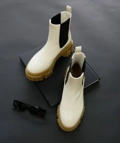 Chinese Laundry Jenny Combat Ankle Boots In Cream
