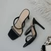 AT Darby Rhinestone Double Strap Heel In Black Sale