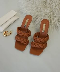 Billini Shelby Woven Double Strap Heel In Tan New Threads