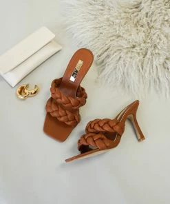 Billini Shelby Woven Double Strap Heel In Tan New Threads