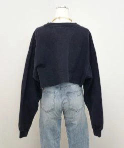 Vintage Navy Cropped Champion Sweatshirt
