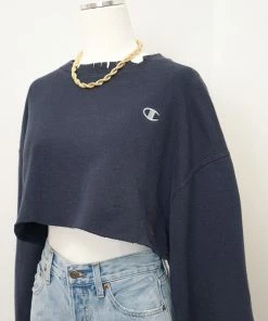 Vintage Navy Cropped Champion Sweatshirt