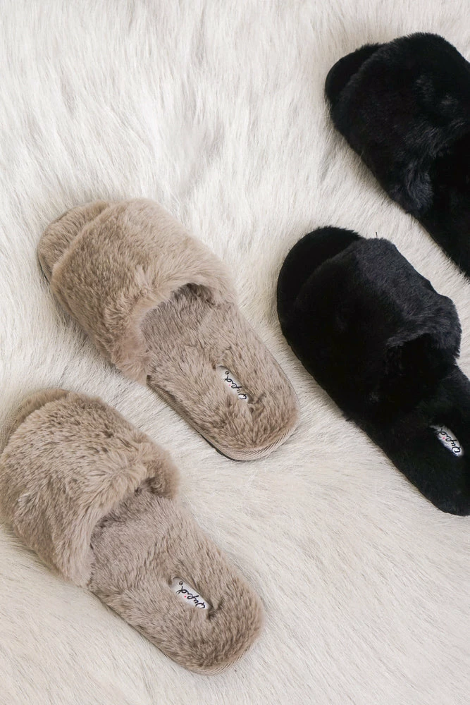 AT Sale Stacie Furry Slides In Taupe