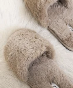 AT Sale Stacie Furry Slides In Taupe