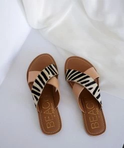 Matisse Sale Pebble Slide Sandal In Natural Zebra