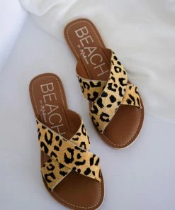 Matisse Pebble Slide Sandal In White Leopard