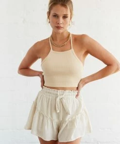 AT Regina Back Tie Ribbed Knit Tank