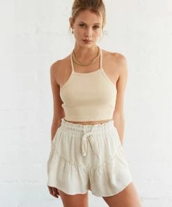 AT Regina Back Tie Ribbed Knit Tank