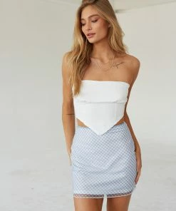 AT Sale Eloise Mesh Gingham Mini Skirt