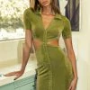 Runaway Clara Collared Cut Out Mini Dress In Grass