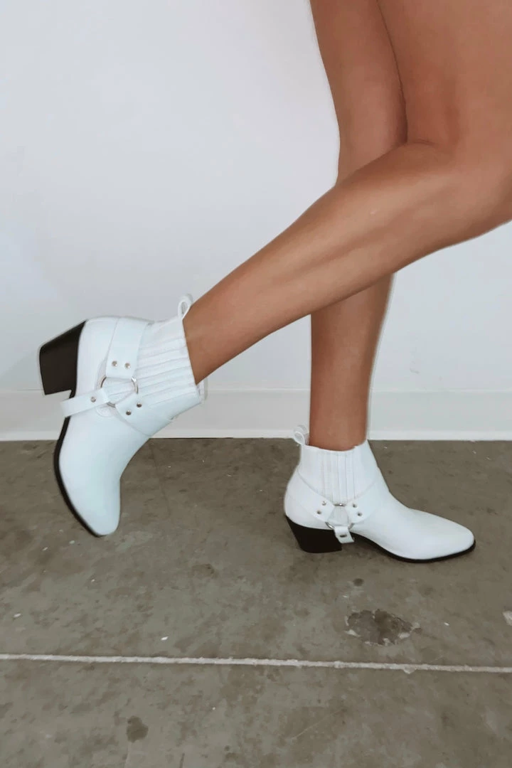 Billini Udella Convertible Buckle Bootie In White Sale