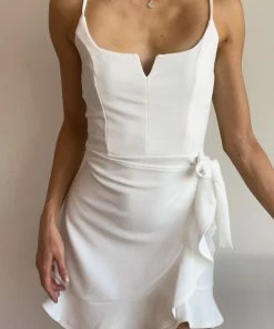 AT Dahlia Ruffle Wrap Dress In White