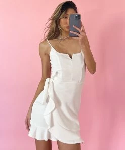 AT Dahlia Ruffle Wrap Dress In White