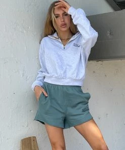 Sunday Skin Oceanside Half Zip Sweatshirt In Cloud Grey Sale