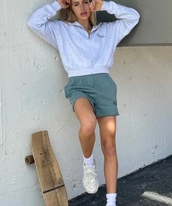 Sunday Skin Oceanside Half Zip Sweatshirt In Cloud Grey Sale