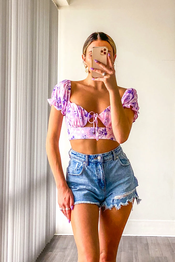 AT Gardenia Floral Crop Top Sale