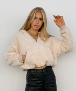 AT Kirby Crop Sherpa Half Zip Hoodie